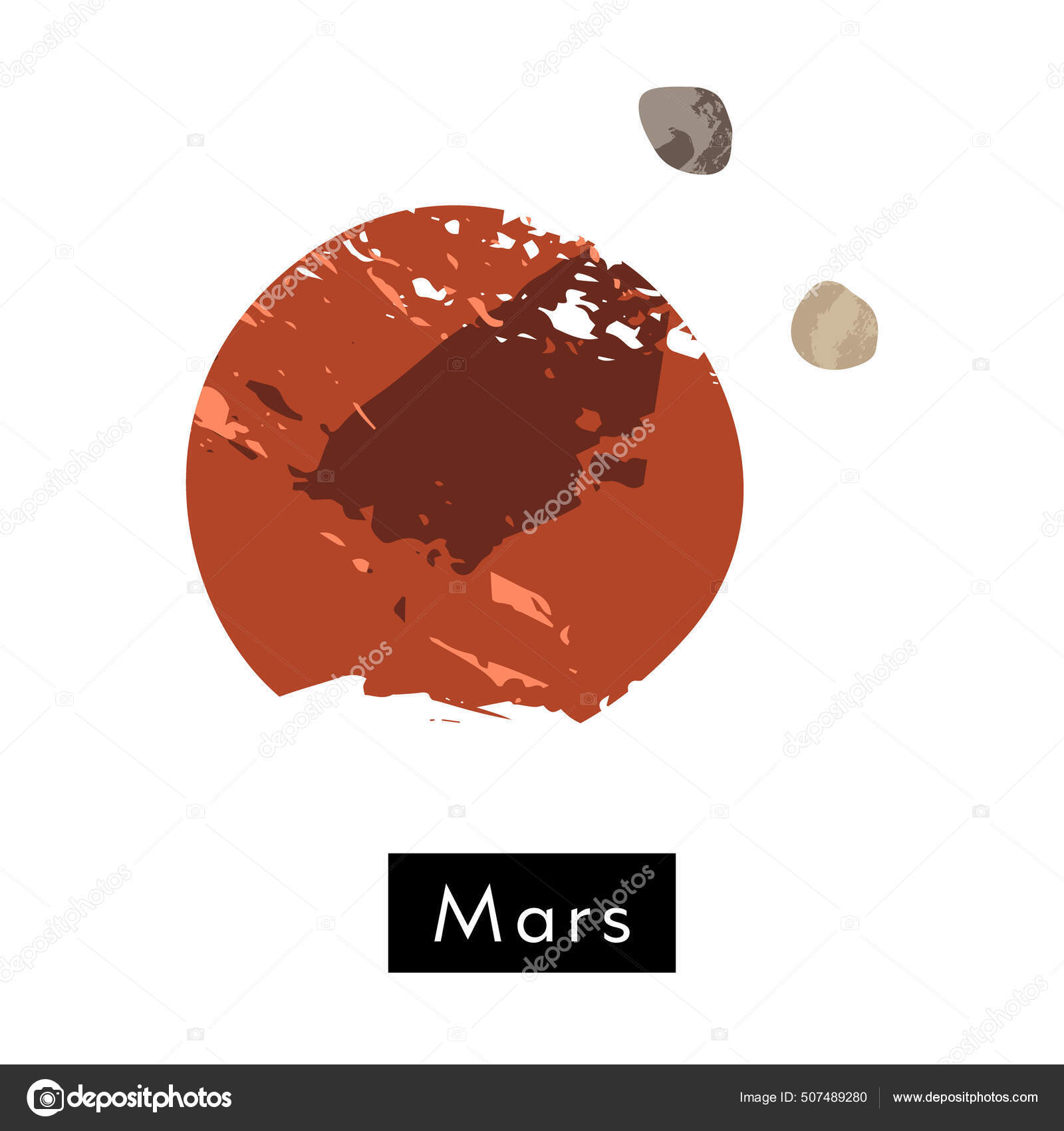 Marte Planeta Satélite Phobos Deimos Sistema Solar Cuerpo Celeste Objeto  Vector de stock #507489280 de ©JuliaSuena, image size:1600x1700