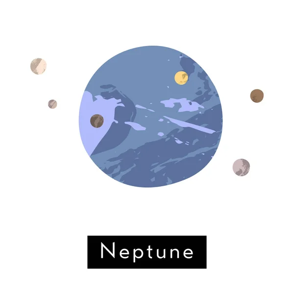 Neptunus Planet Satelit Tata Surya Tubuh Langit Objek Kosmik Astronomi - Stok Vektor