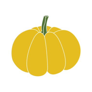 Balkabağım. Sonbahar sebzesi. Sonbahar dekoratif tasarımı, Şükran Günü ve Cadılar Bayramı davetiyesi, hasat broşürü, tekstil. Vektör düz çizgi film illüstrasyonu