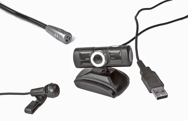 Miniature microphones and a webcam for your computer — Stock Photo, Image