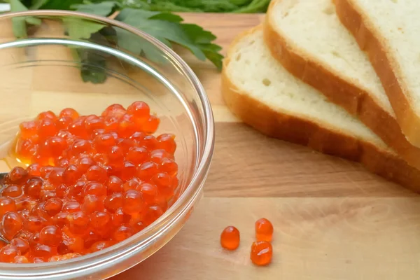 Food sandwich with red caviar — Stock Photo, Image