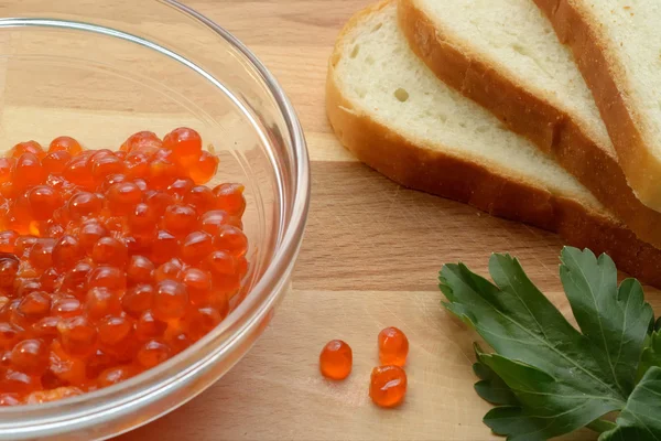 Food sandwich with red caviar — Stock Photo, Image