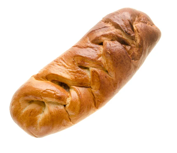 흰 바탕에 외따로 떨어져 있는 머리 모양의 붉은 빵 — 스톡 사진