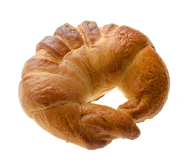 Şekerleme ürünleri çörek şeklinde, yukarıdan bakıldığında beyaz arka planda.