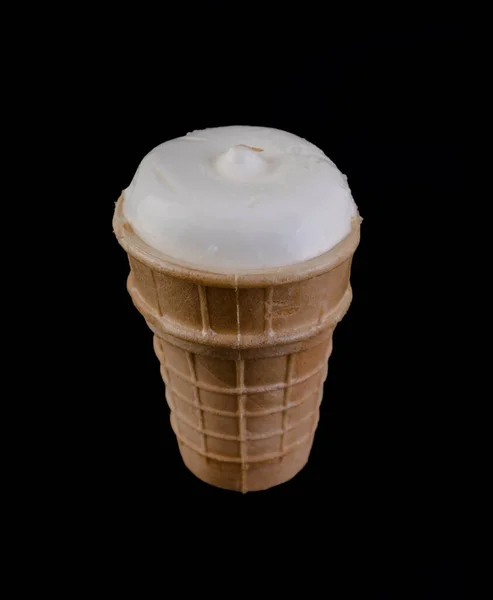 Ice Cream Waffle Cup Black Background — Fotografia de Stock