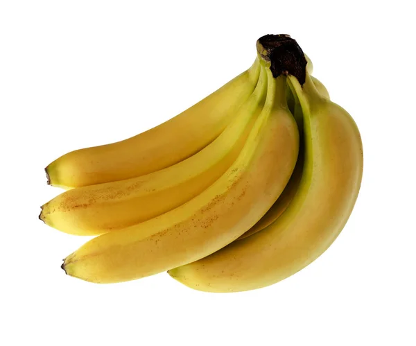 Nella Foto Ramo Banane Mature Sfondo Bianco — Foto Stock