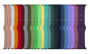 Akıllı saatler için silikon kayış, izolasyonda beyaz bir arkaplan üzerinde