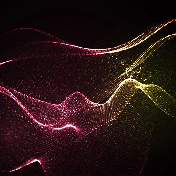 Onde numérique néon éclairée en 3D — Image vectorielle