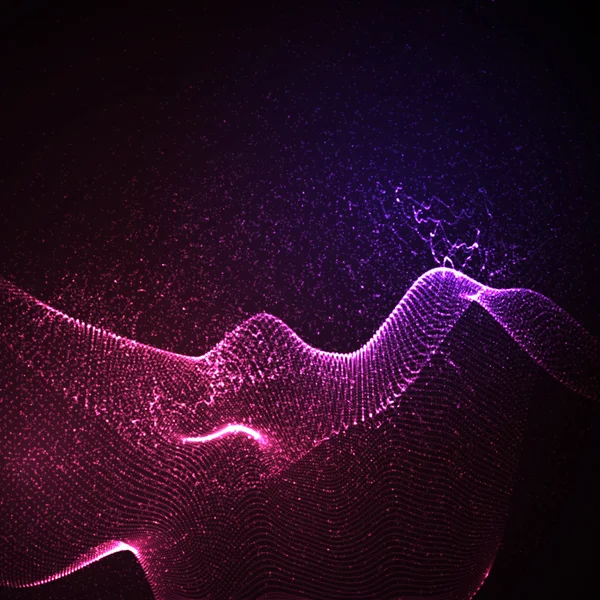 3D-освітлена неонова цифрова хвиля — стоковий вектор