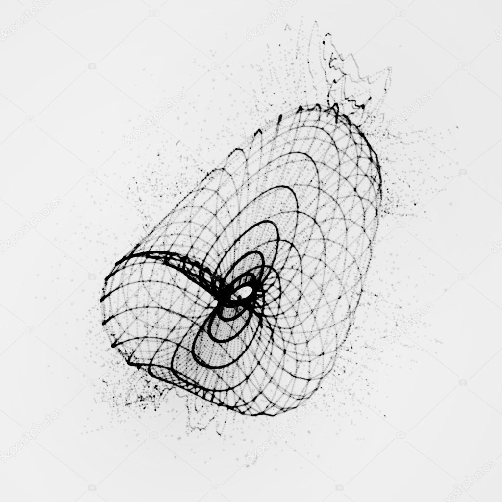 3D shape of particles array, wireframe and splashes