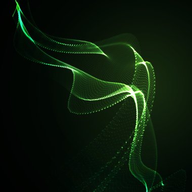 3D ışıklandırılmış neon dijital dalga
