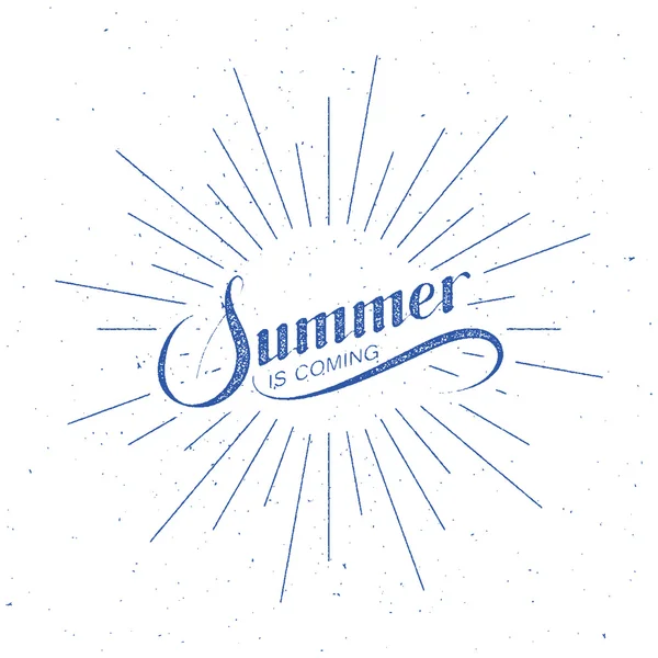 Letní retro štítek se světelnými paprsky — Stockový vektor