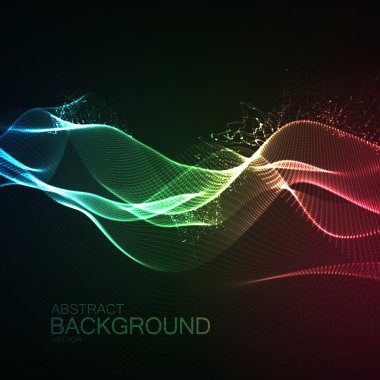 3D ışıklandırılmış neon dijital dalga