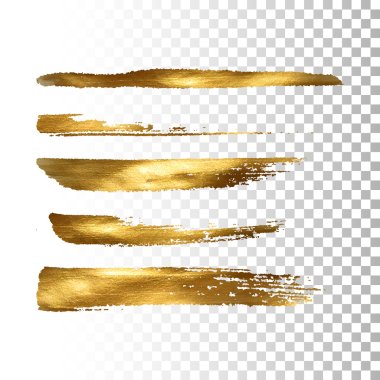 Golden paint brush stroke set