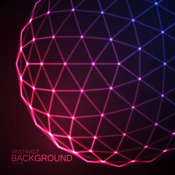 Esfera iluminada 3D de partículas brillantes — Vector de stock