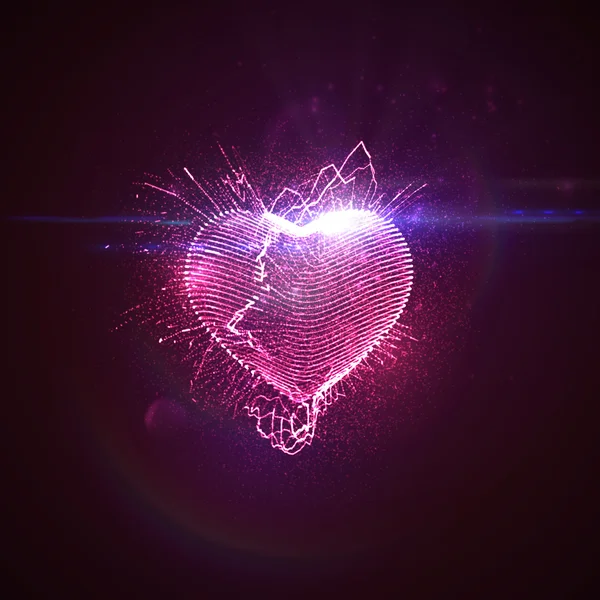 Coeur néon illuminé 3D — Image vectorielle