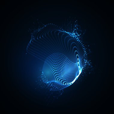 parlayan parçacıkların 3D ışıklı soyut şekil