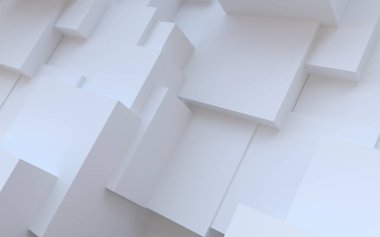 Soyut beyaz arkaplan. Rastgele alçı küpleri