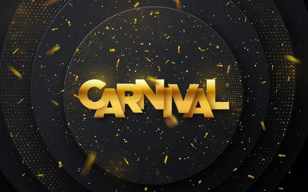 Carnival Golden Sign Black Paper Background Layered Decoration Textured Golden — Stock Vector