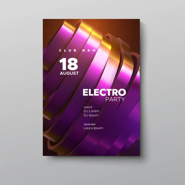 Cartel Publicitario Del Festival Música Electrónica Invitación Fiesta Electro Club — Vector de stock