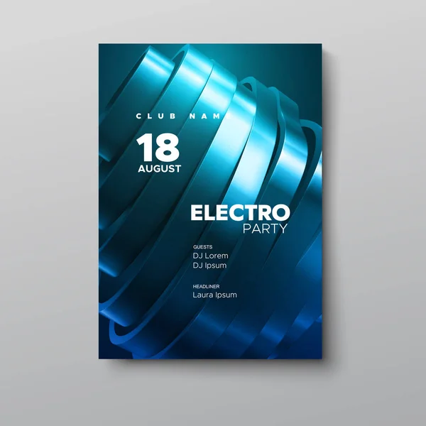 Reclameposter Voor Elektronische Muziek Moderne Club Electro Party Uitnodiging Vector — Stockvector