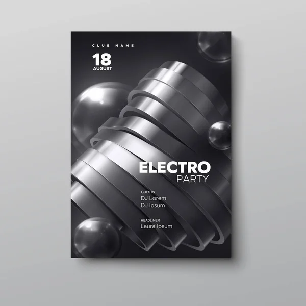 Reclameposter Voor Elektronische Muziek Moderne Club Electro Party Uitnodiging Vector — Stockvector