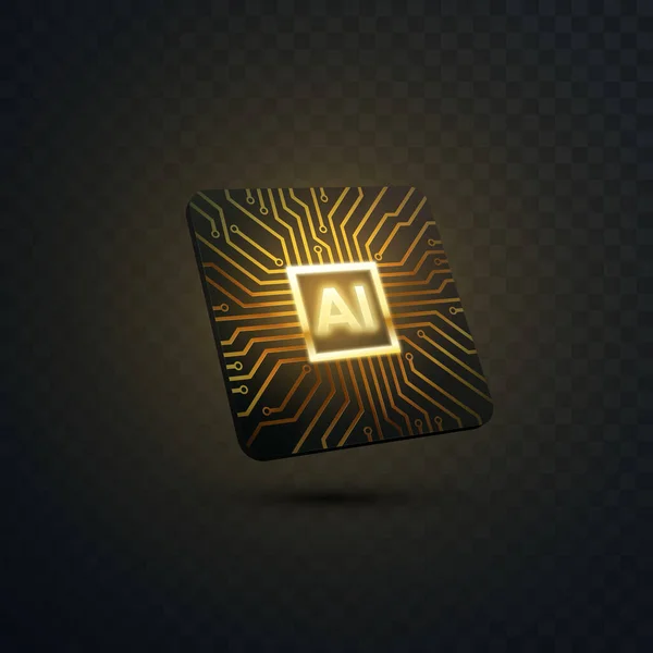 Concepto Inteligencia Artificial Ilustración Tecnología Vectorial Microchip Con Patrón Placa — Vector de stock