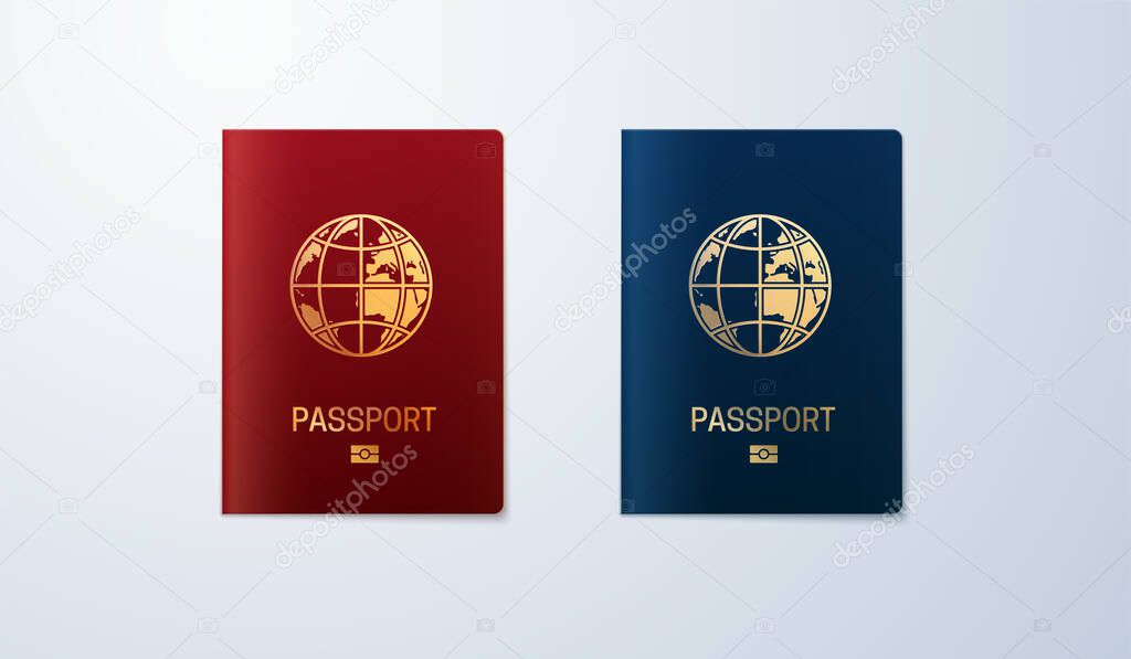 International passport templates. Vector illustration of pass or ID isolated on white background. Citizenship concept