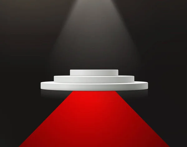 Awards Ceremony Stage Red Carpet Vector Illustration White Podium Pedestal — Stock Vector