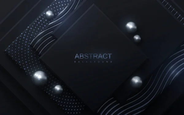 Fond Géométrique Noir Décoration Abstraite Avec Des Couches Papier Carrées — Image vectorielle