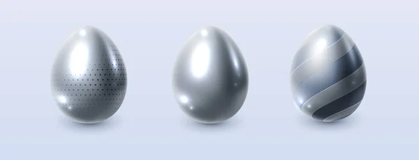 复活节快乐东方银蛋的病媒假日图解 基督教的象征 蛋准备好了装饰部分 — 图库矢量图片