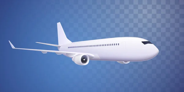 Realistisches Flugzeug isoliert auf kariertem Hintergrund — Stockvektor