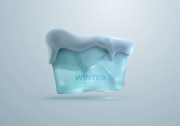 Bannière bloc de glace avec bonnet de neige — Image vectorielle