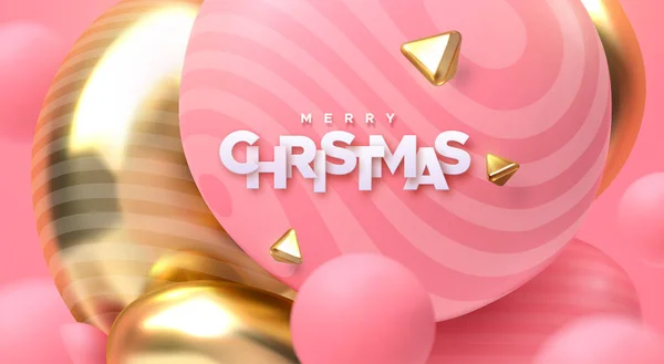 Merry Christmas. Vector holiday 3d illustration — Stock Vector