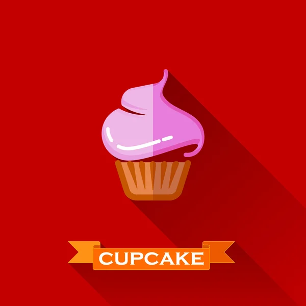 Illustration mit einem süßen Cupcake — Stockvektor