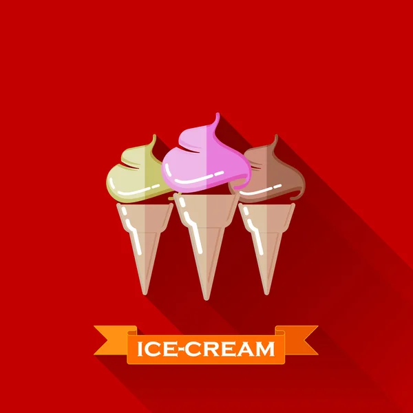 Ícone cones de sorvete — Vetor de Stock