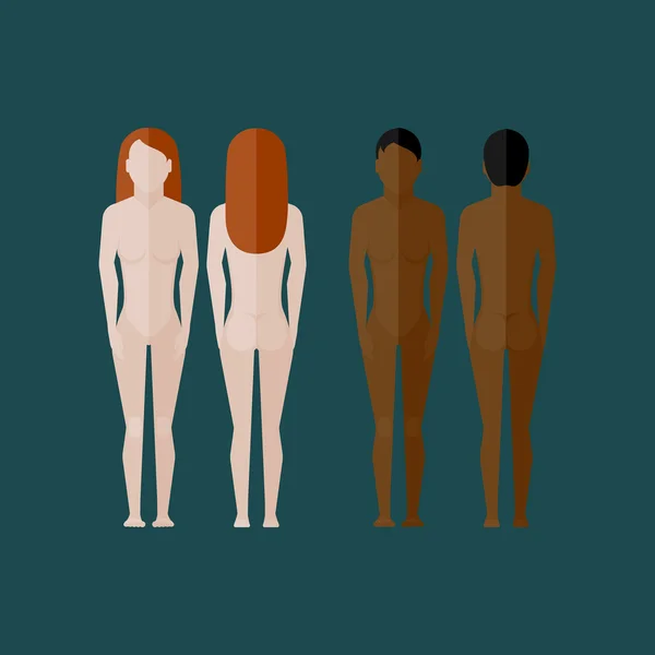 Ilustrasi dengan tubuh wanita telanjang - Stok Vektor