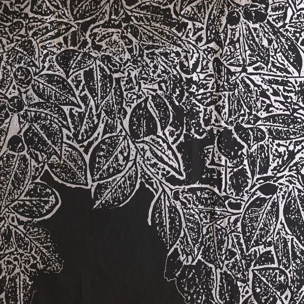 Abstract floral papier zwarte achtergrond — Stockvector