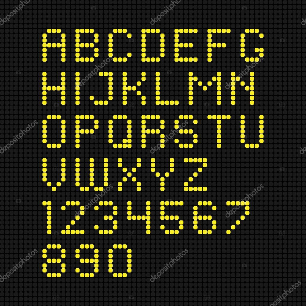 黄色のデジタル Led フォント ストックベクター C Maximmmmum