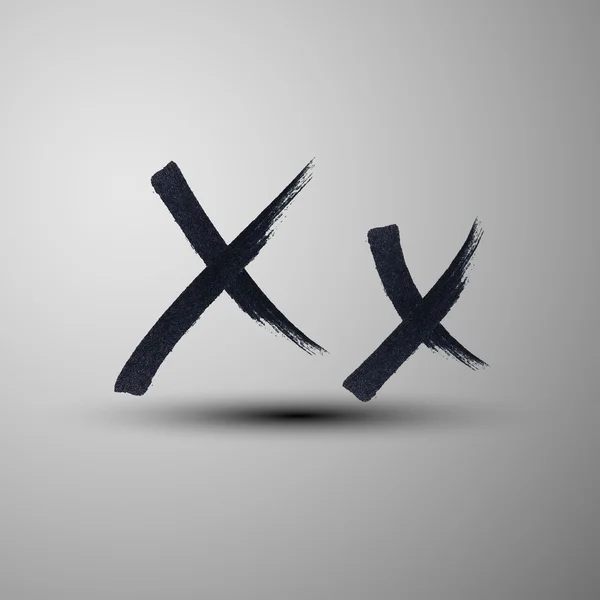 Marqueur calligraphique vectoriel dessiné à la main ou lettre d'encre X — Image vectorielle