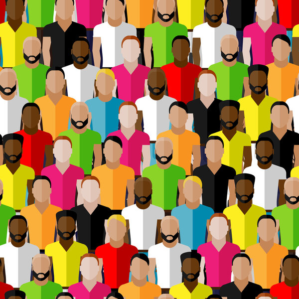 Бесшовный шаблон с мужчинами толпы
