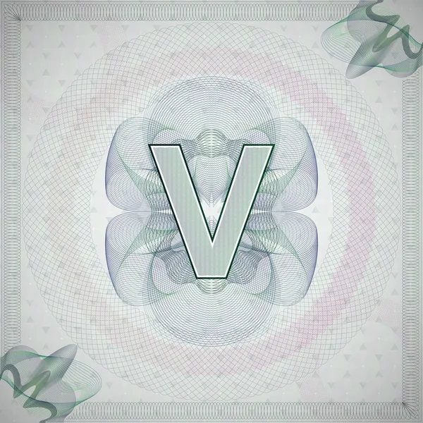 Lettre V en style guilloché orné — Image vectorielle