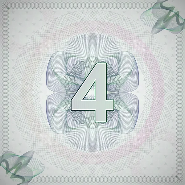 Numéro 4 (quatre) dans le style guilloché orné — Image vectorielle
