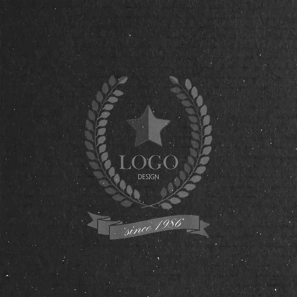 Corona de laurel grabado, cinta y estrella — Vector de stock
