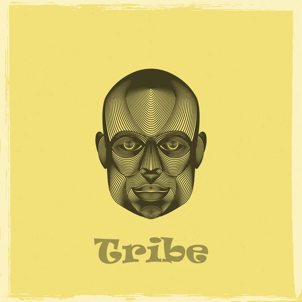 Noir africain tribu homme visage — Image vectorielle