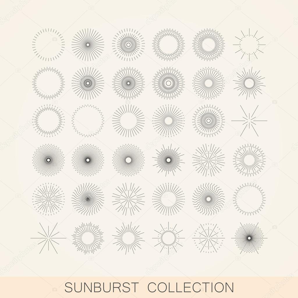 Sunburst and light ray shapes