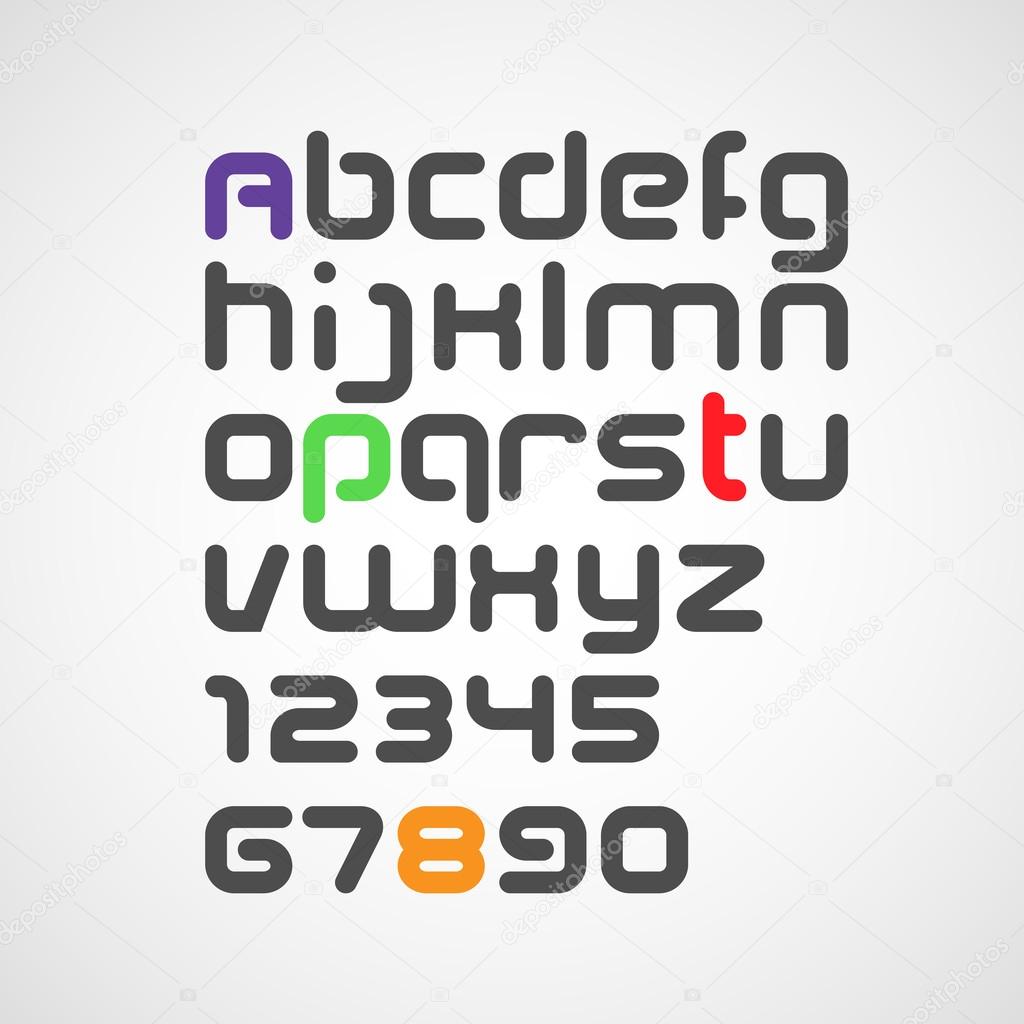 Latin alphabet letters and numbers