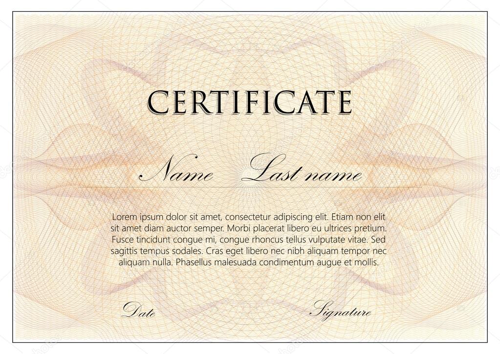 Certificate with guilloche pattern