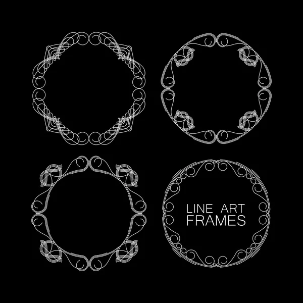 Vector set of floral monogram frames. line art elements for design — Stock Vector