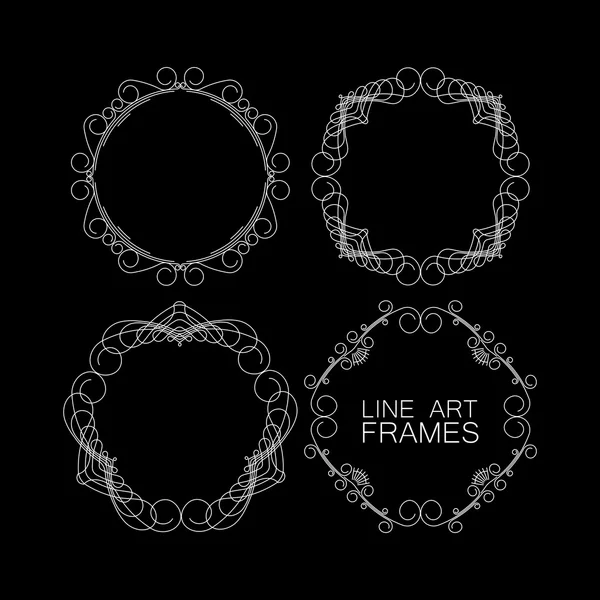 Vector set of floral monogram frames. line art elements for design — Stock Vector